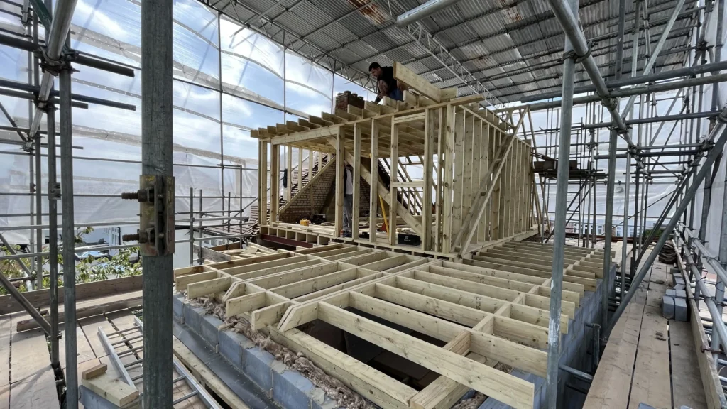 Loft structural construction works at UKPC Eltham residential project